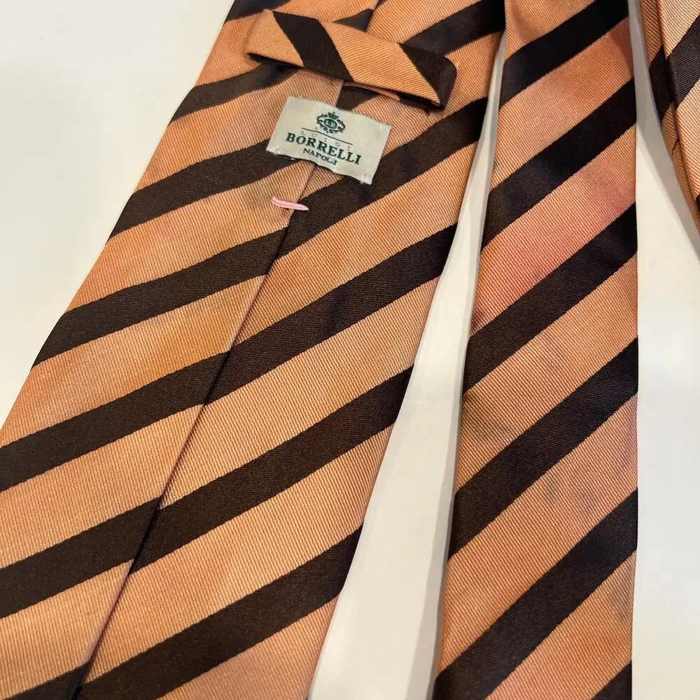 Luigi Borrelli Napoli 100% Silk Neck Tie Made in Italy Copper & Brown JP